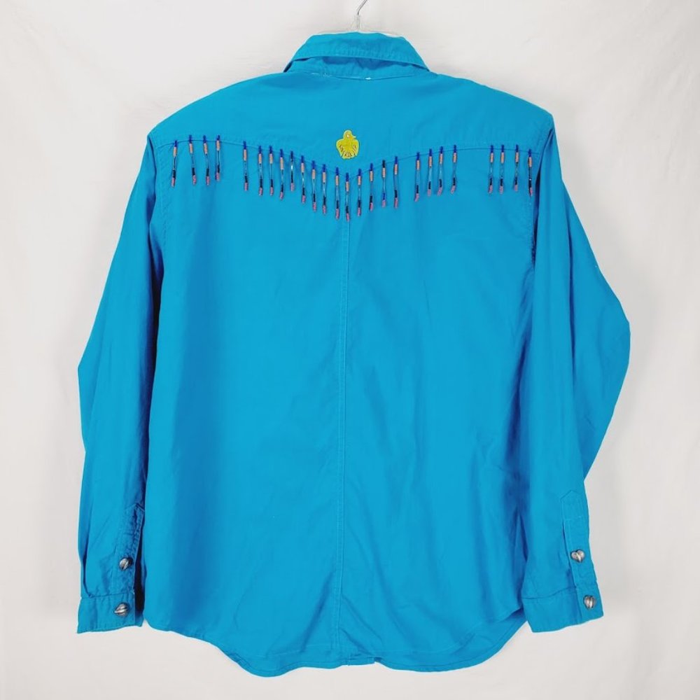Vintage Blue Canyon Western Wear Shirt Large Beads - Picture 8 of 9